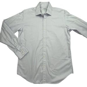 T M Lewin Mens White Gray Stripe Cotton Luxury Slim Fit Button Dress Shirt 16